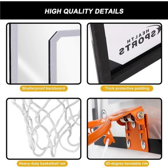 Indoor Mini Basketball Hoop Set with 3 Balls for Kids and Adults - Pro Mini - Picture 4 of 7